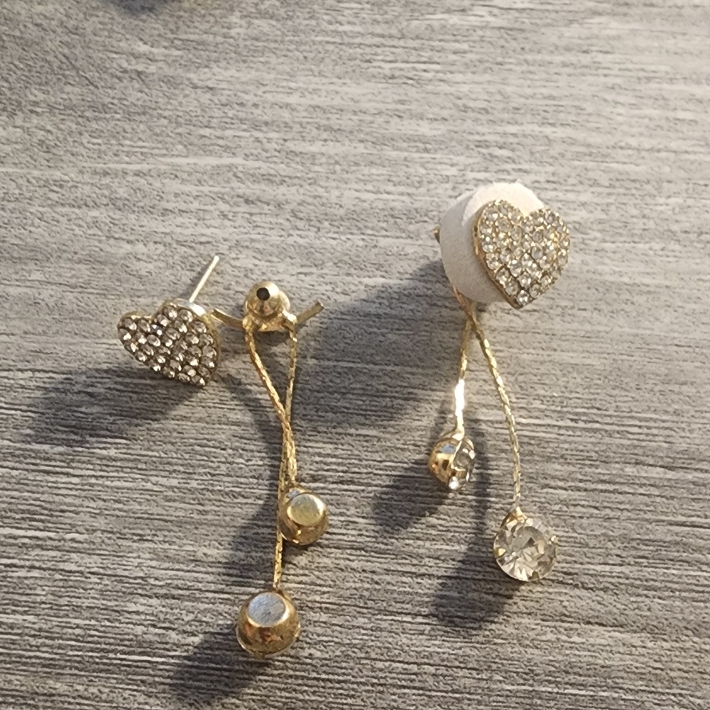 Gold Heart Drop‎ Earrings